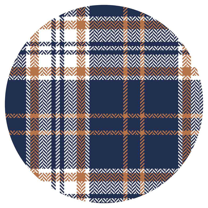 NAVY AND GOLD PLAID PATTERN ROUND PLACEMAT