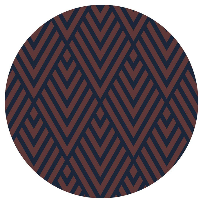 BROWN AND NAVY DIAMOND PATTERN ROUND PLACEMAT