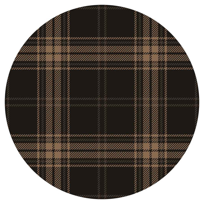 DARK BROWN PLAID PATTERN ROUND PLACEMAT