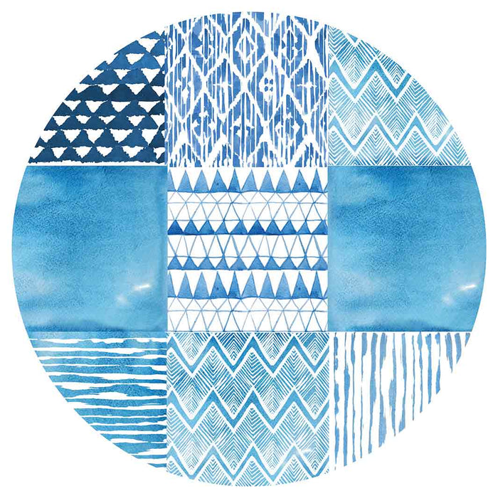 PATTERN BLUE WATERCOLOUR TILE ROUND PLACEMAT