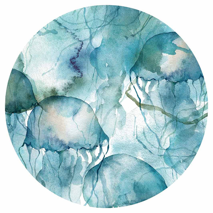 PATTERN BLUE OCEAN WATERCOLOUR JELLYFISH ROUND PLACEMAT