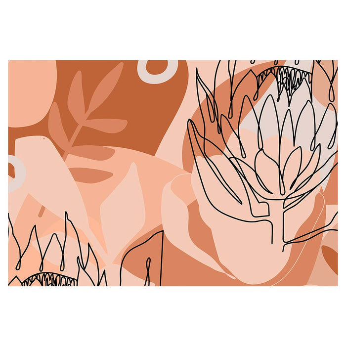 PROTEA LINE ART ON ABSTRACT NEUTRAL DESIGN RECTANGULAR PLACEMAT