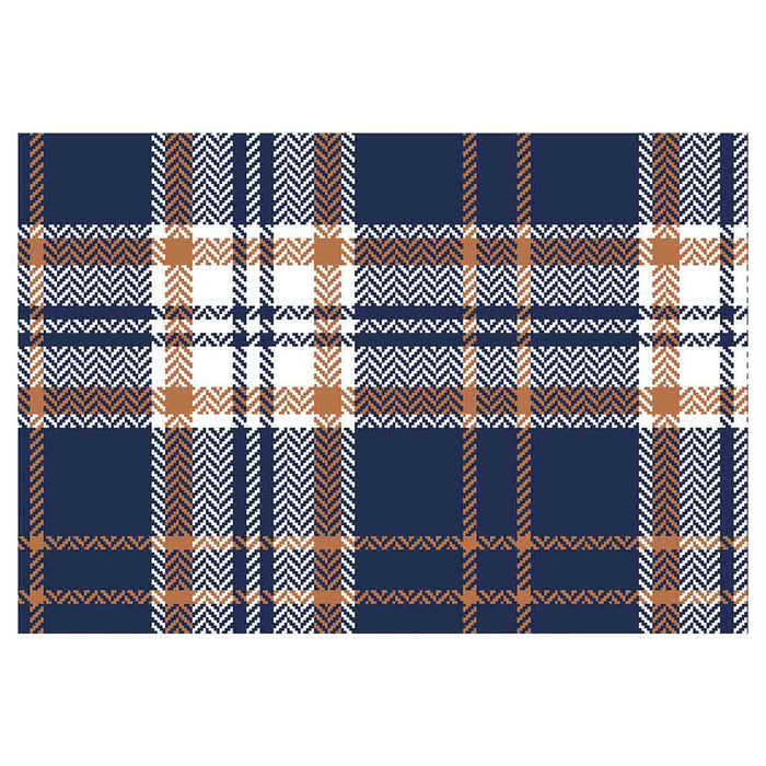 NAVY AND GOLD PLAID PATTERN RECTANGULAR PLACEMAT