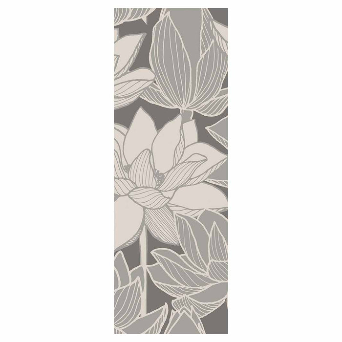 CONTEMPORARY GREY BOLD FLOWER PATTERN RUNNER RUG