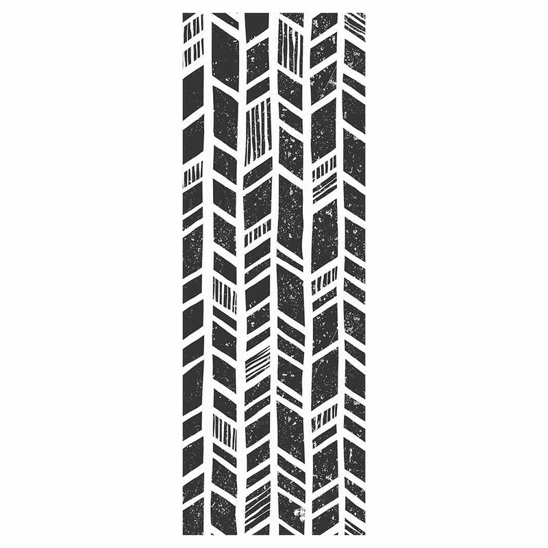 CONTEMPORARY BLACK SIMPLISTIC TRIBAL RUNNER RUG