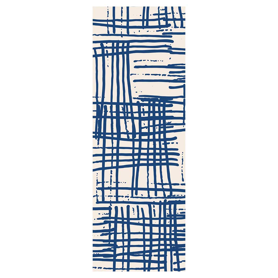 MODERN BLUE DISTRESSED LINES RUNNER RUG