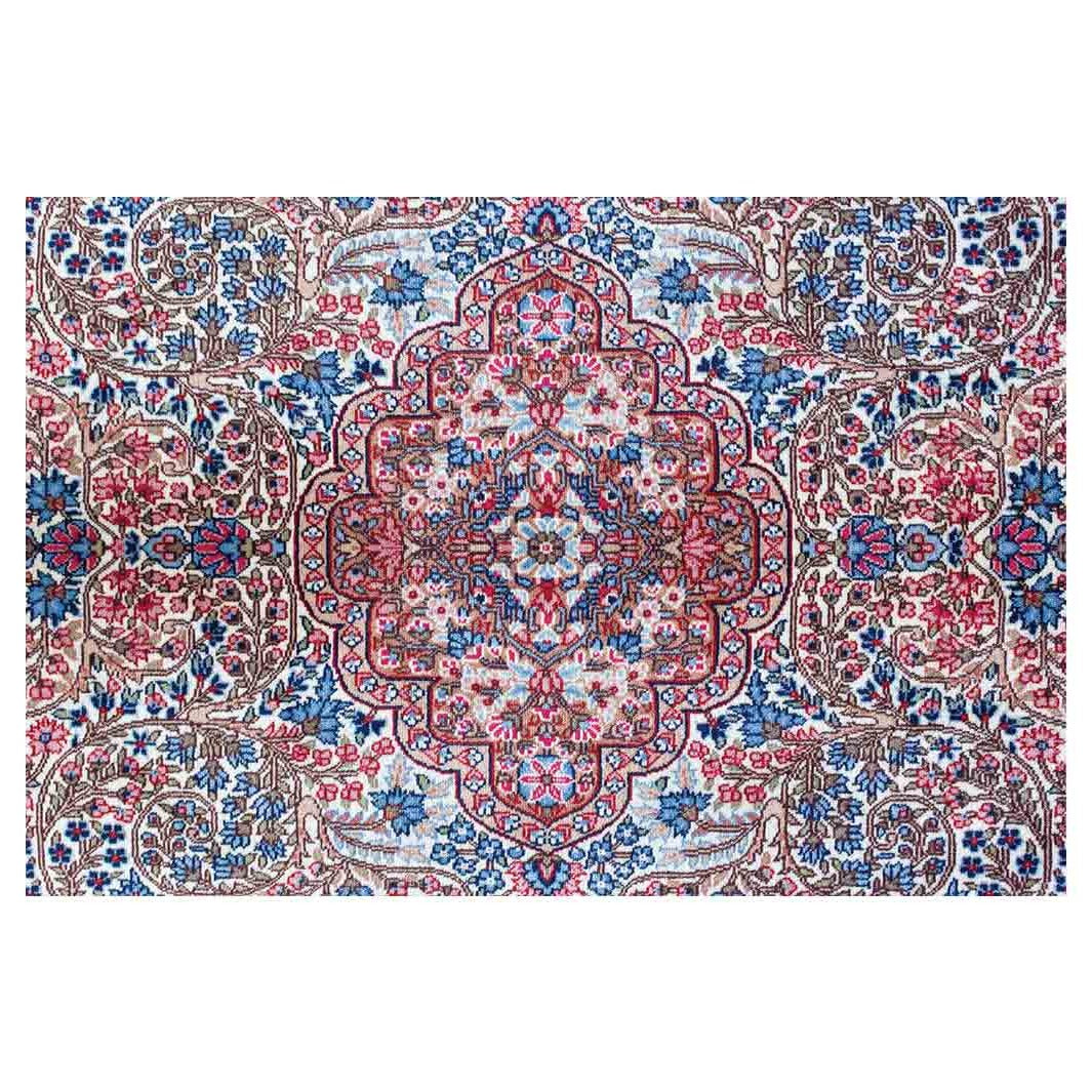 CLASSIC BLUE AND RED PERSIAN RECTANGULAR RUG