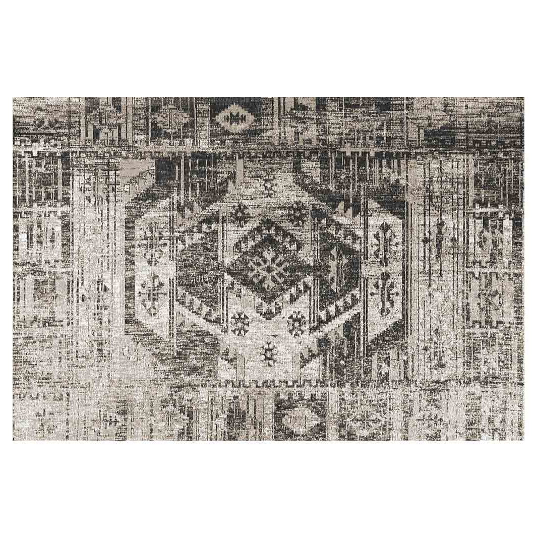 CLASSIC GREY TRIBAL DESIGN DISTRESSED RECTANGULAR RUG