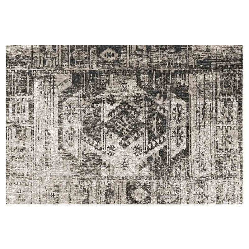 CLASSIC GREY TRIBAL DESIGN DISTRESSED RECTANGULAR RUG