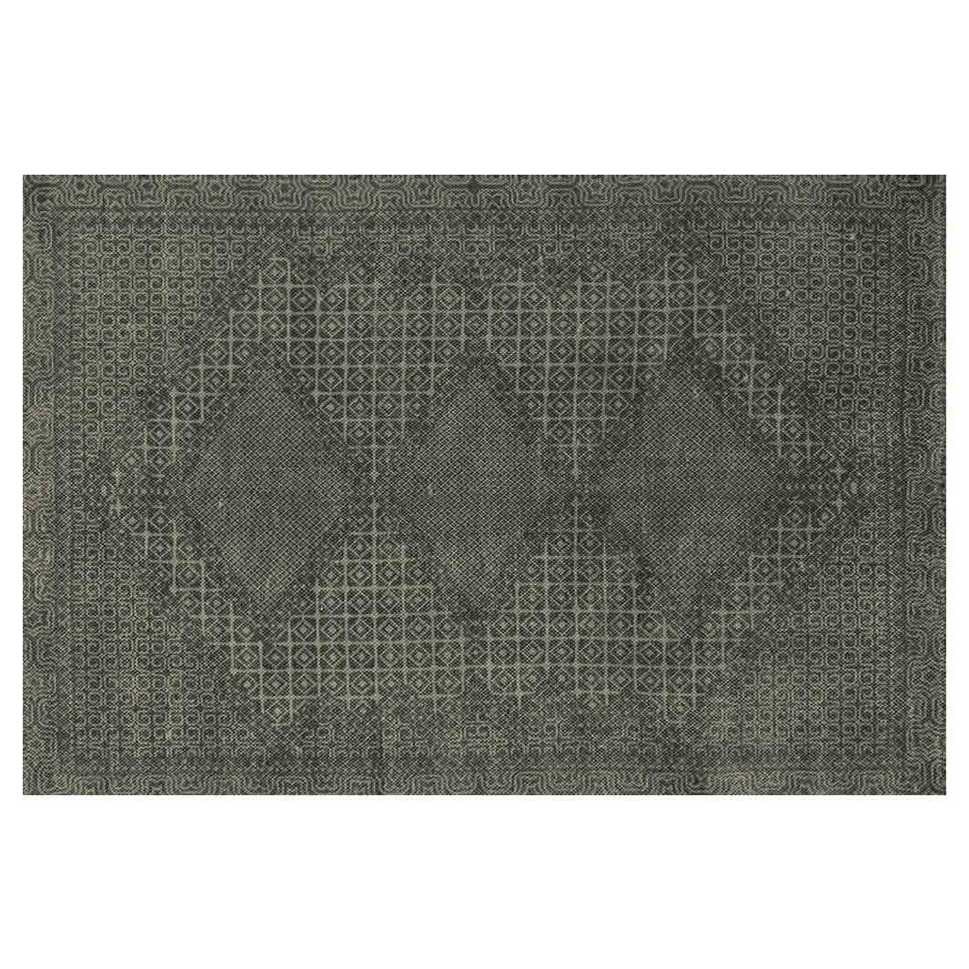 CLASSIC MOSS GREEN TRIBAL DIAMOND DESIGN RECTANGULAR RUG
