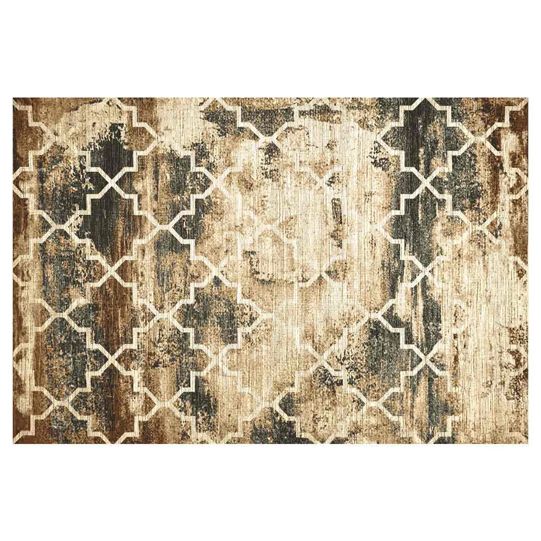 CLASSIC BROWN SMUDGED PATTERN VINTAGE RECTANGULAR RUG