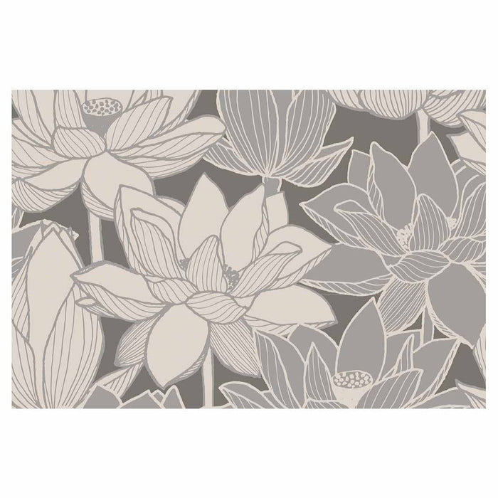 CONTEMPORARY GREY BOLD FLOWER PATTERN RECTANGULAR RUG