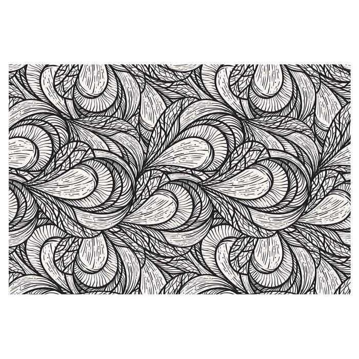 CONTEMPORARY MONOCHROME MODERN PAISLEY PATTERN RECTANGULAR RUG