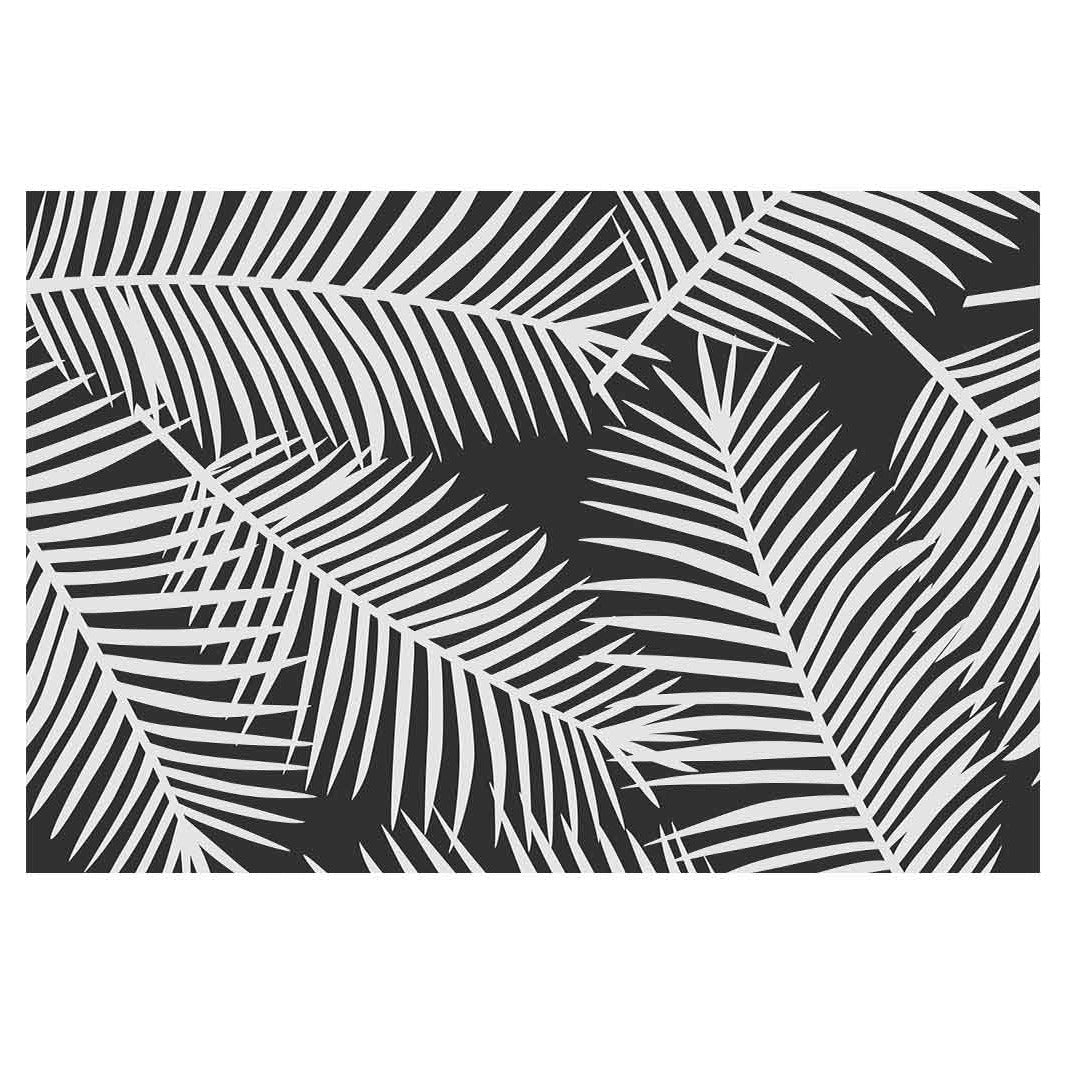 MODERN MONOCHROME OASIS PALM LEAF RECTANGULAR RUG