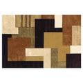 MODERN AUTUMN BROWN GEO BLOCKS RECTANGULAR RUG