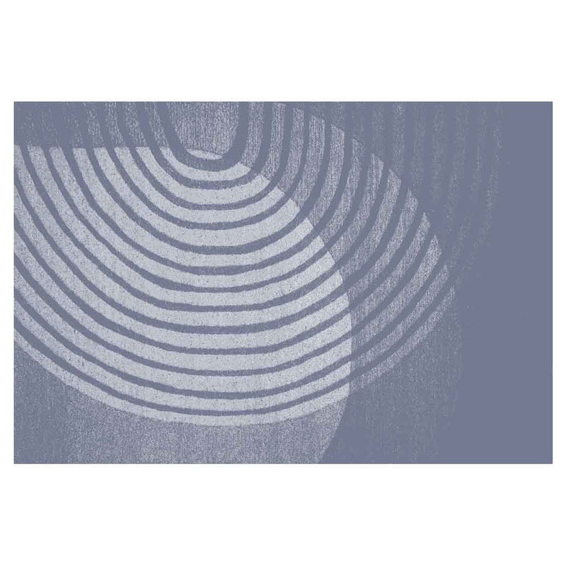 MODERN BLUE ROUND GEOMETRIC ART RECTANGULAR RUG