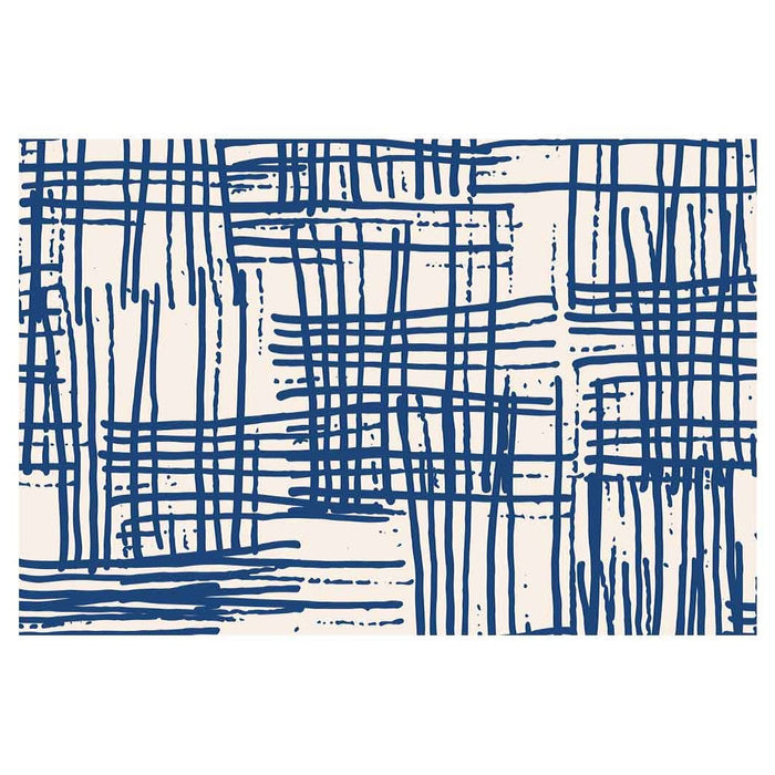 MODERN BLUE DISTRESSED ABSTRACT LINES RECTANGULAR RUG