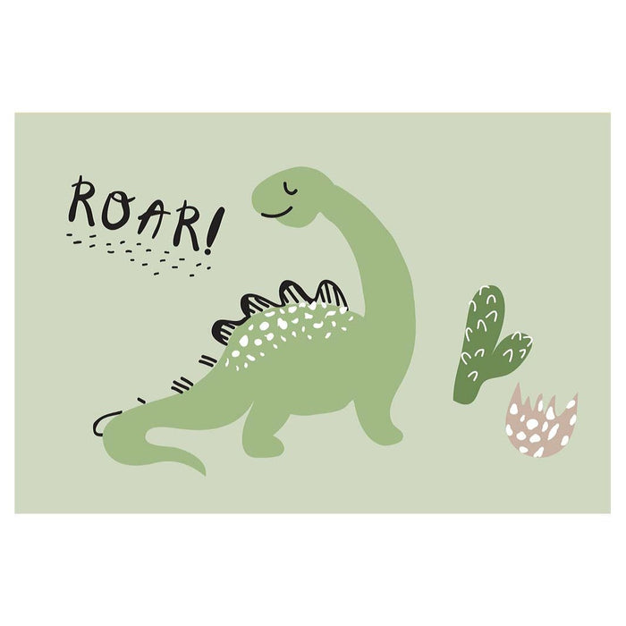 KIDS GREEN DINOSOAR ROAR RECTANGULAR RUG