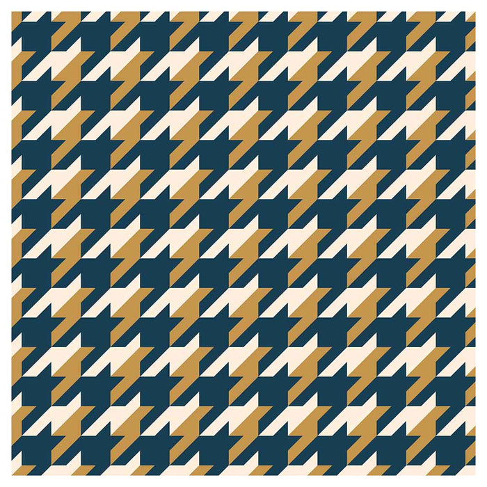 HOUNDSTOOTH BLUE AND GOLD SQUARE SCATTER CUSHION