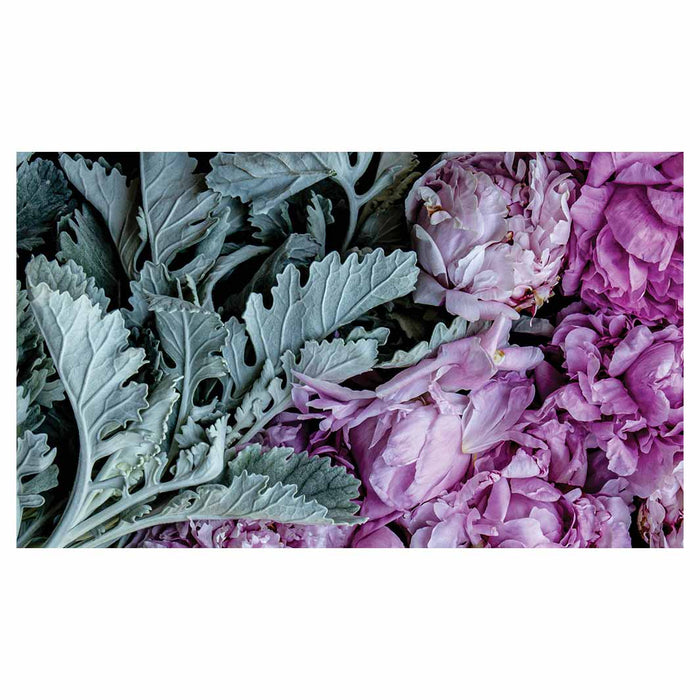 FLORAL SILVER LEAVES WITH PINK PEONIES RECTANGULAR SCATTER CUSHION