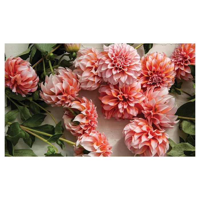 FLORAL ORANGE SCATTERED DAHLIAS WITH LEAVES RECTANGULAR SCATTER CUSHION