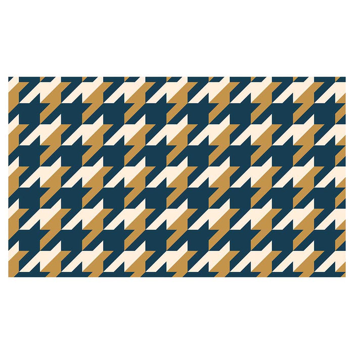 HOUNDSTOOTH BLUE AND GOLD RECTANGULAR SCATTER CUSHION