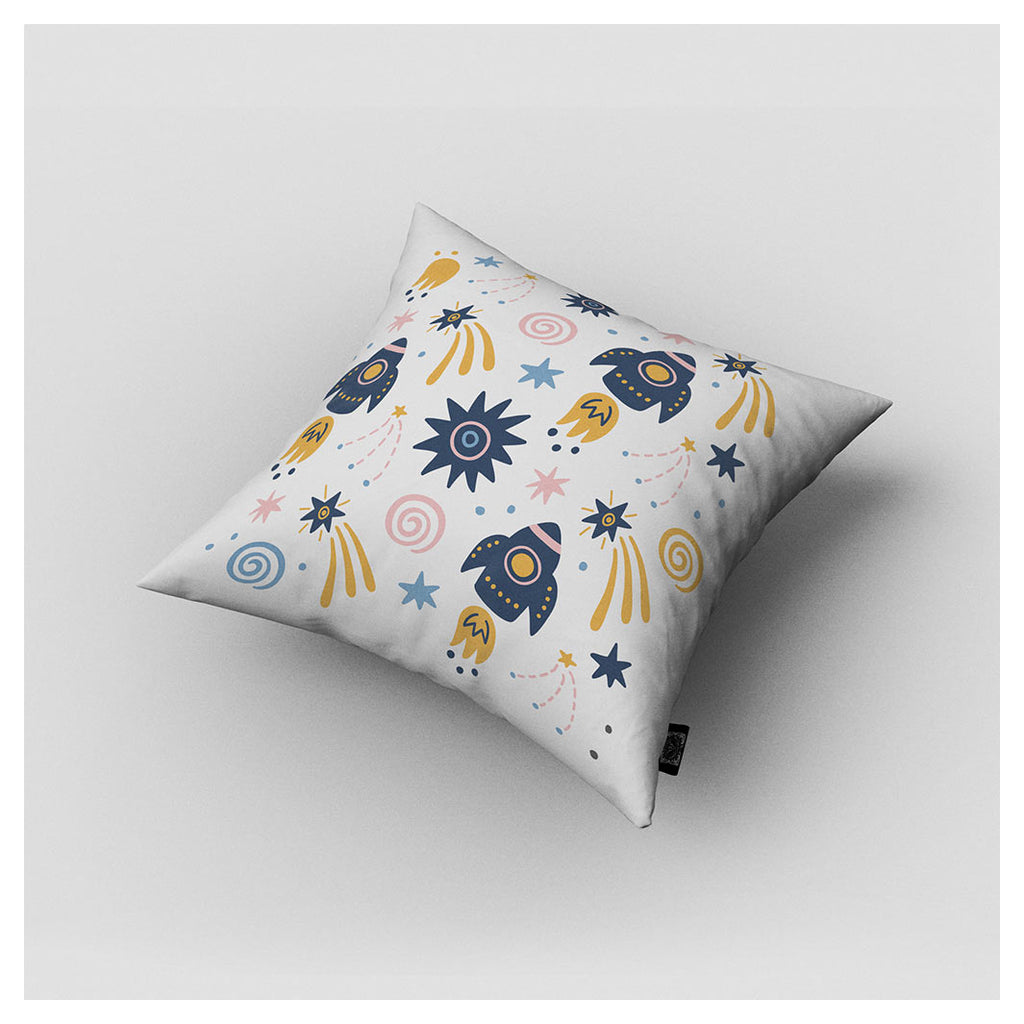 KIDS COLOURFUL SPACESHIPS PATTERN CUSHION
