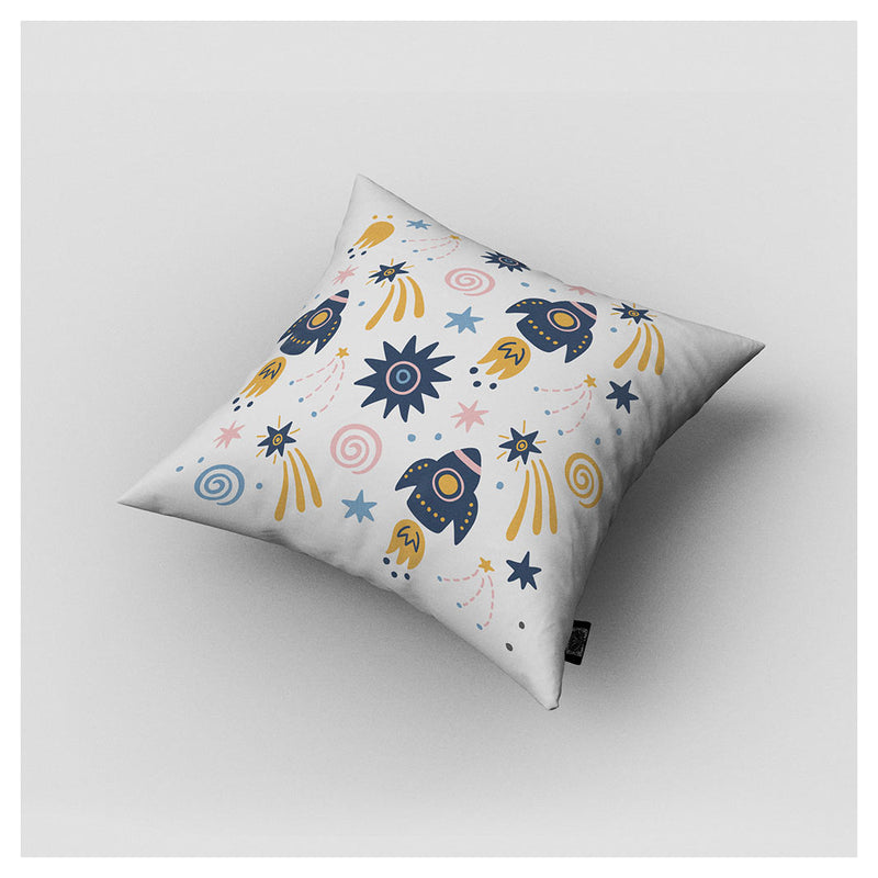 KIDS COLOURFUL SPACESHIPS PATTERN CUSHION