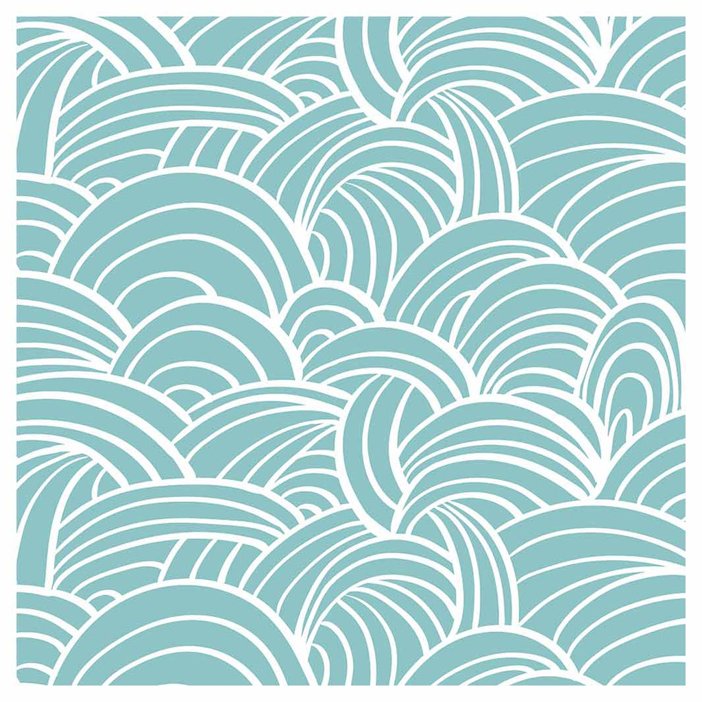 KIDS AQUA BLUE WAVES LINES PATTERN CUSHION
