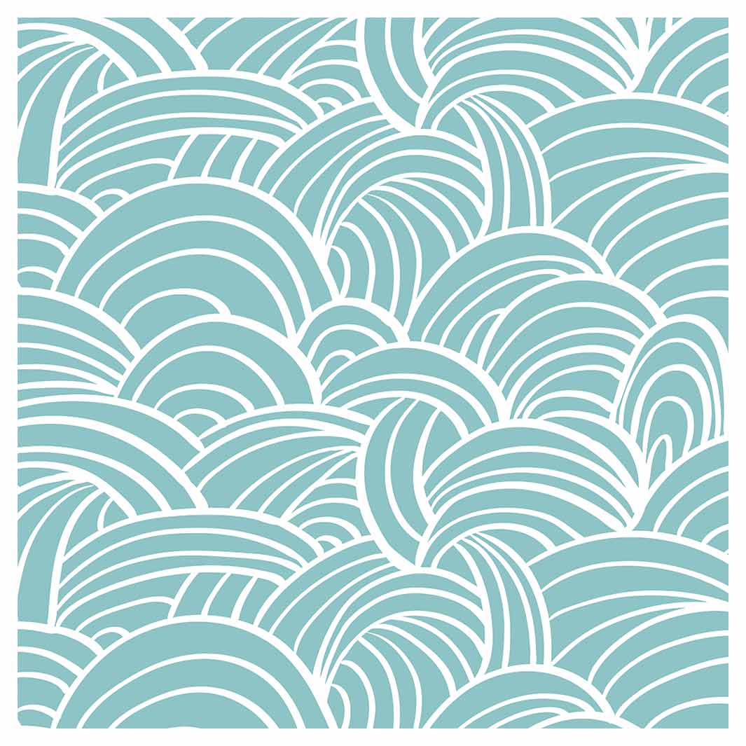 KIDS AQUA BLUE WAVES LINES PATTERN CUSHION