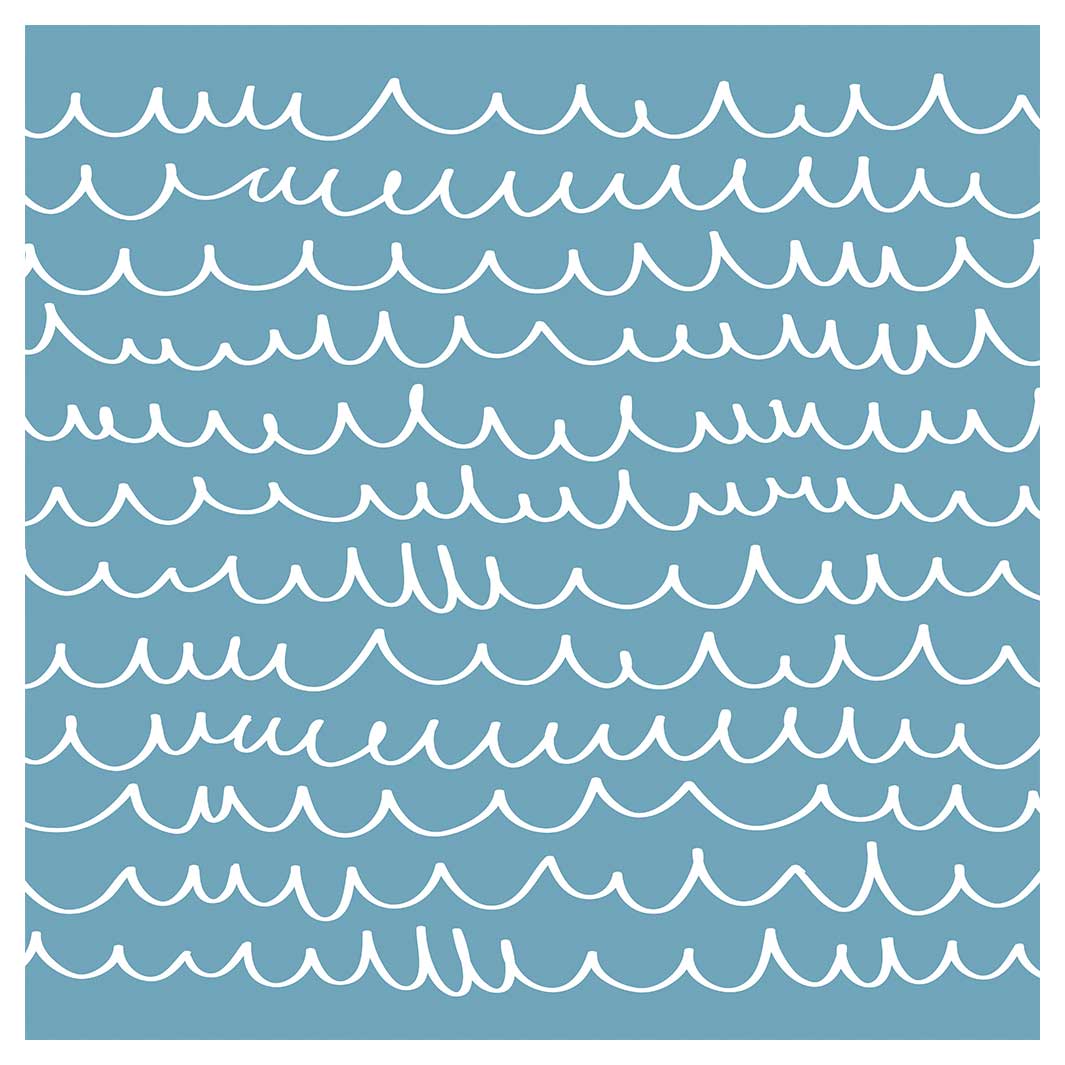 KIDS BLUE WHITE LINE WAVE PATTERN CUSHION