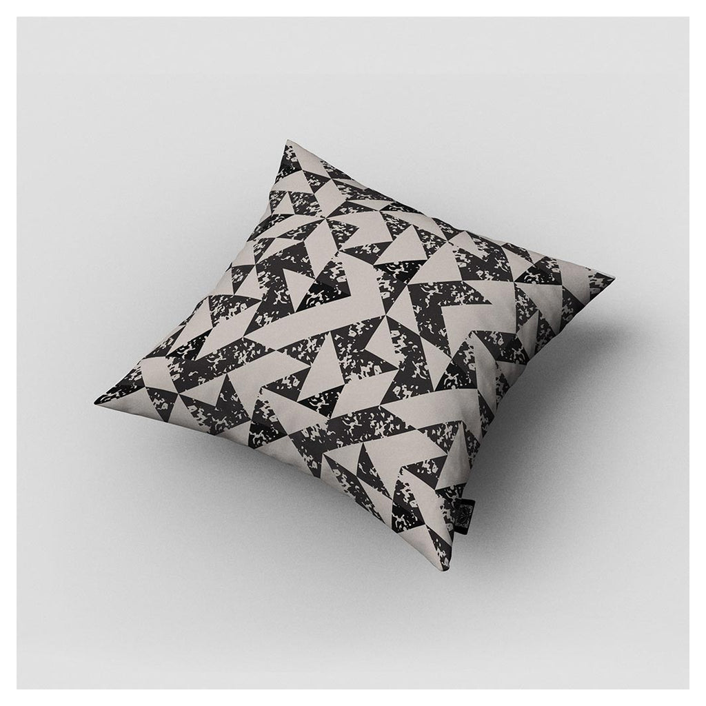 KIDS BEIGE AND BLACK GEOMETRIC PATTERN CUSHION