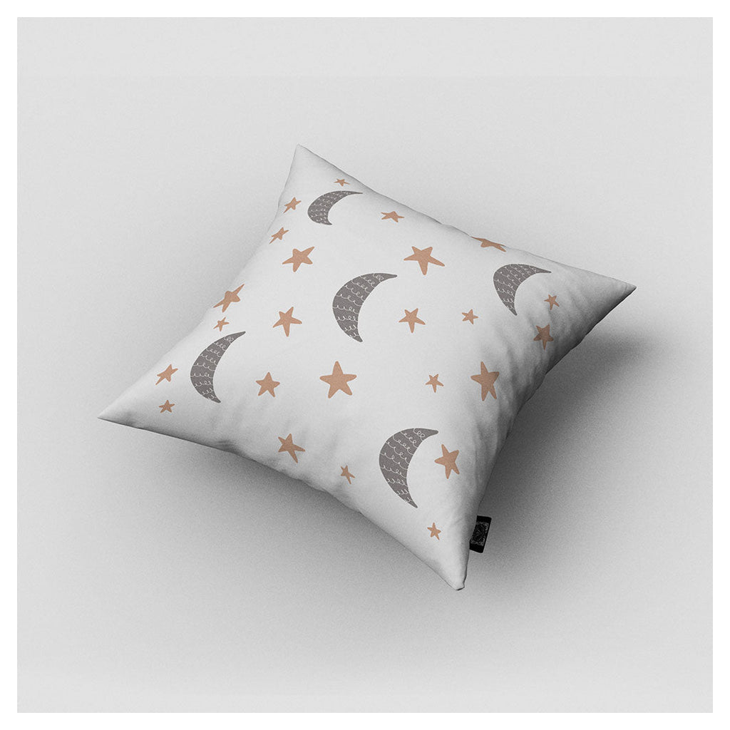 KIDS GREY AND PINK MOON AND STARS CUSHION