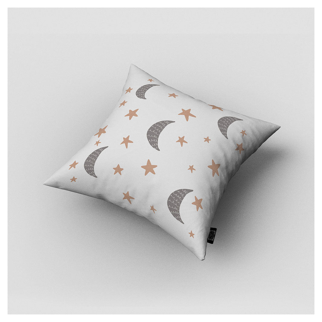 KIDS GREY AND PINK MOON AND STARS CUSHION