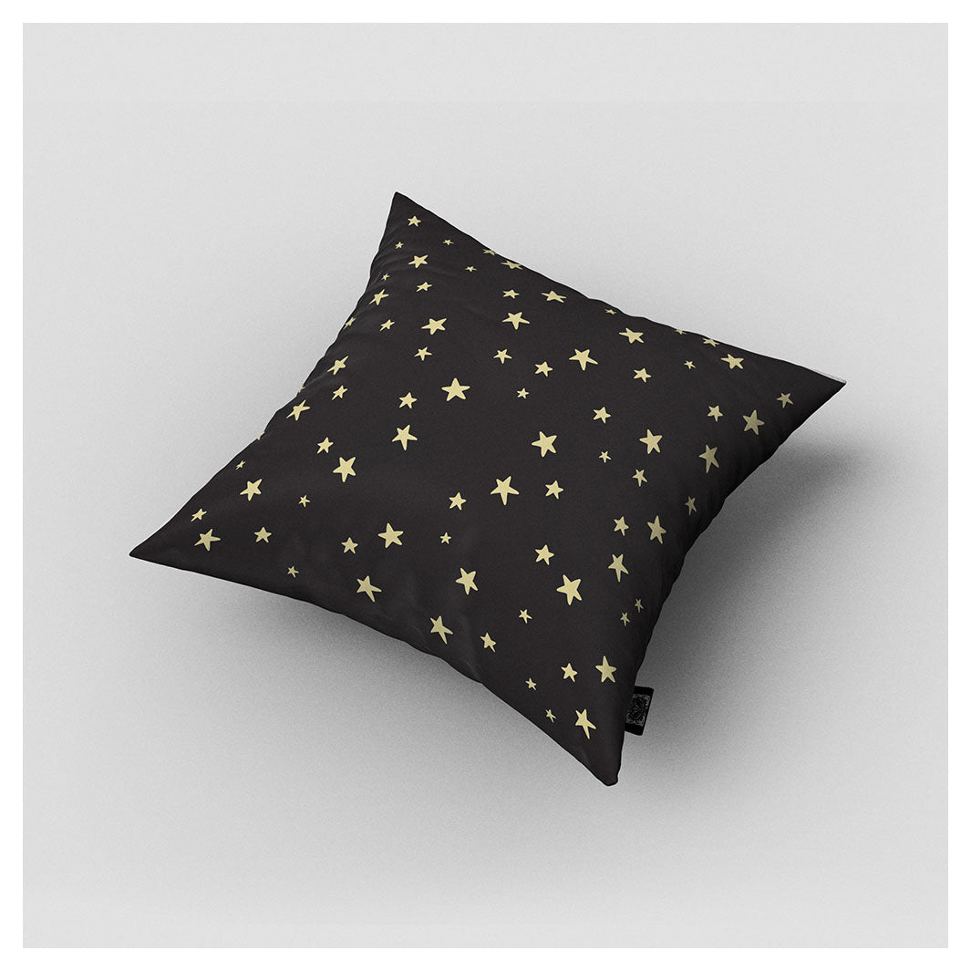KIDS BLACK AND YELLOW STARS PATTERN CUSHION