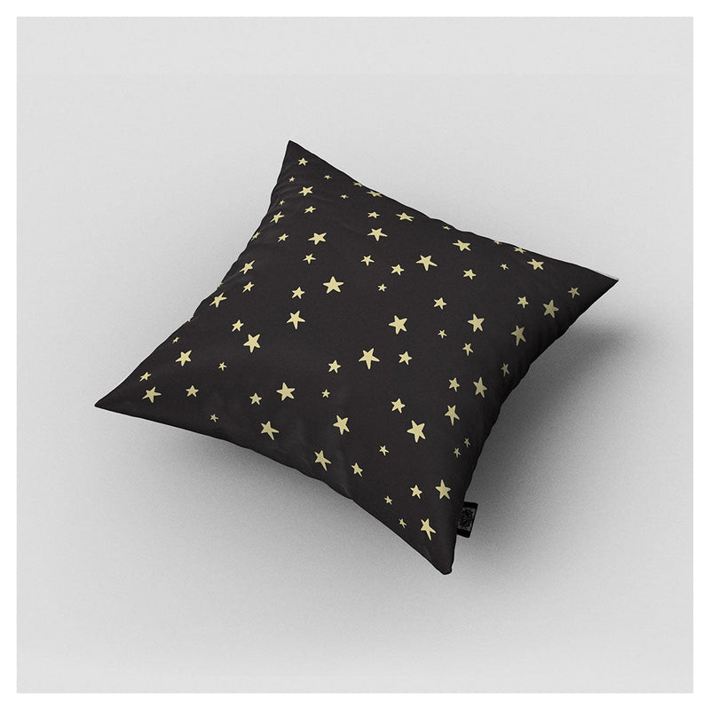 KIDS BLACK AND YELLOW STARS PATTERN CUSHION