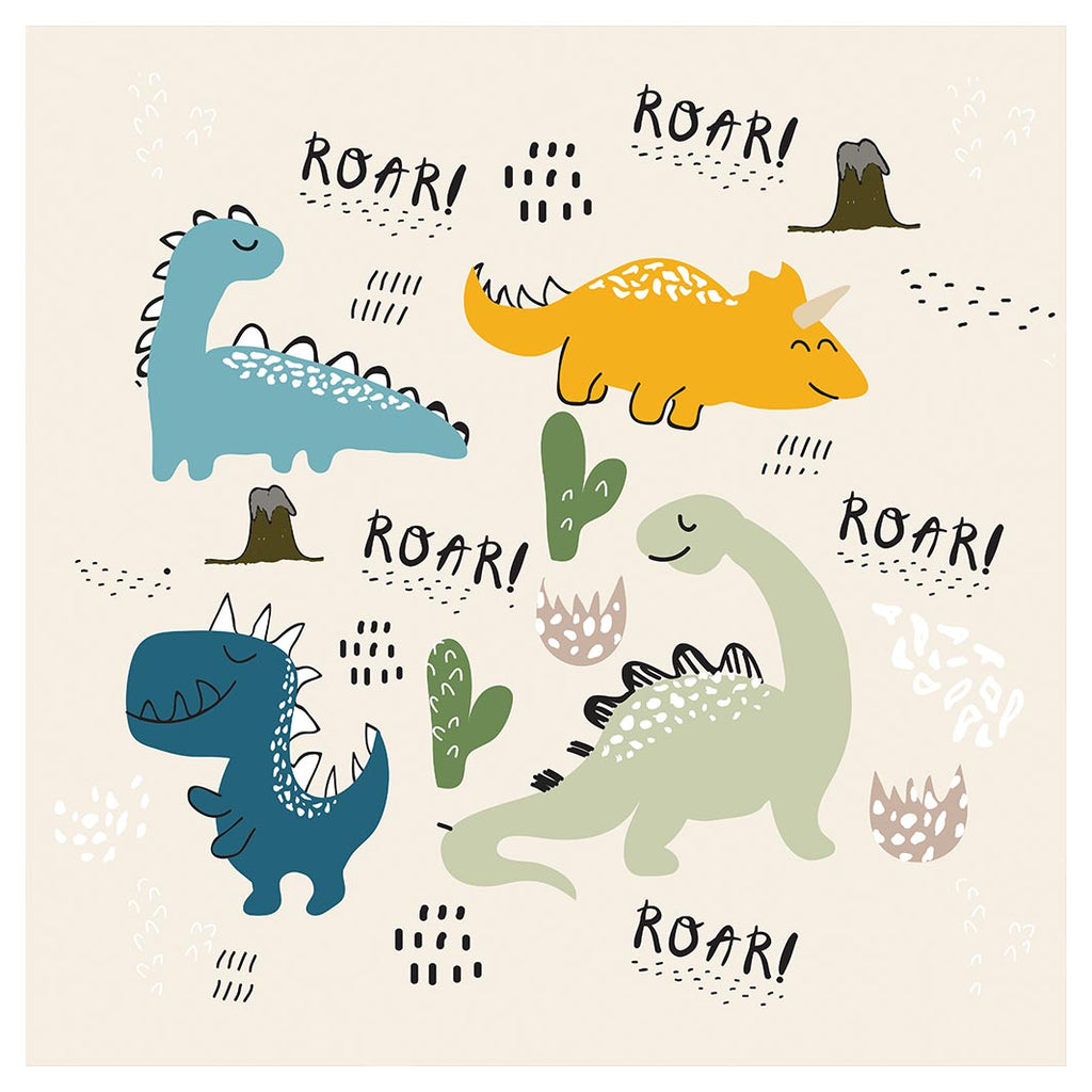 KIDS BEIGE DINOSAUR PATTERN CUSHION