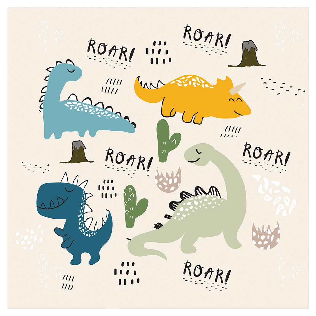 KIDS BEIGE DINOSAUR PATTERN CUSHION