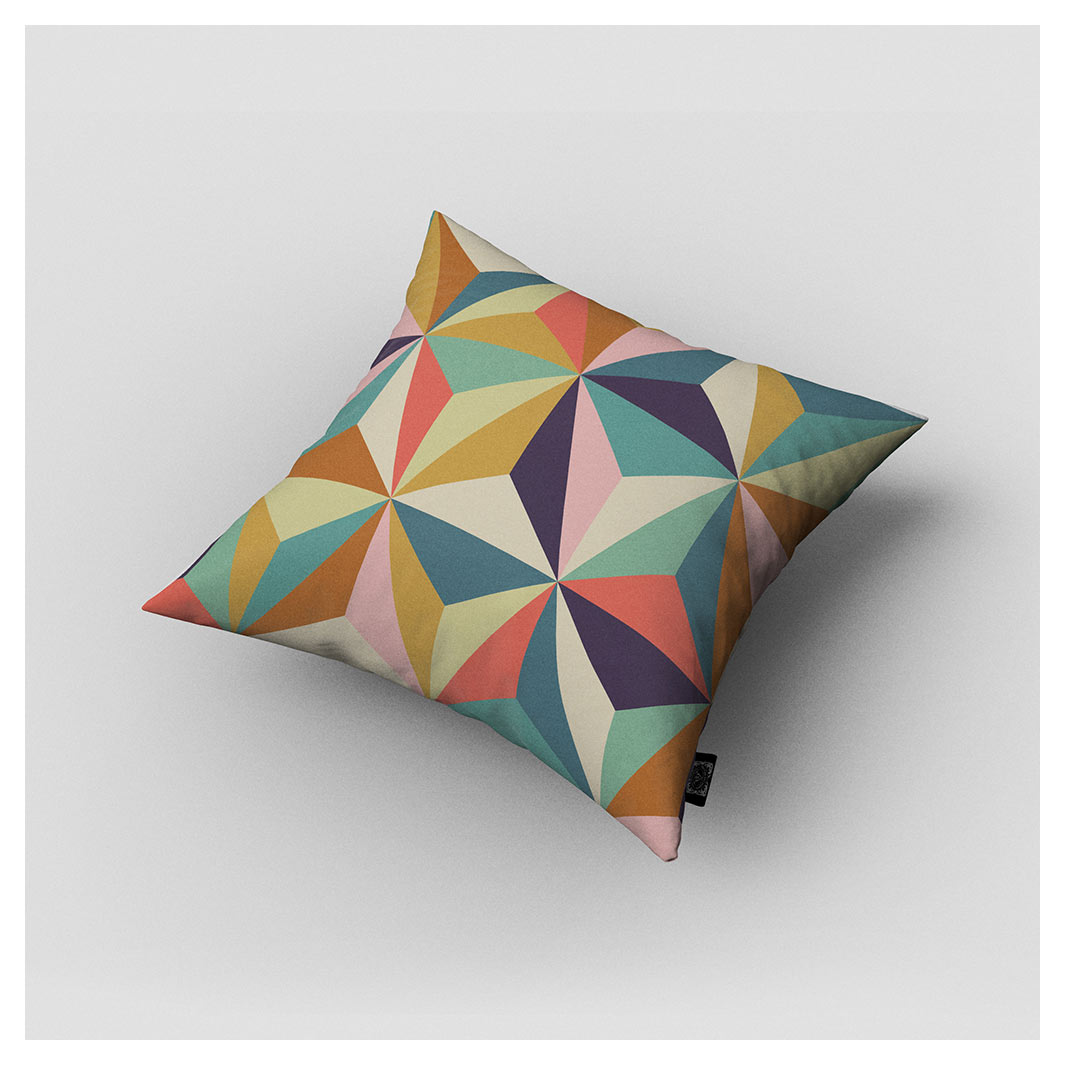 KIDS MULTICOLOUR GEOMETRIC DIAMOND PATTERN CUSHION