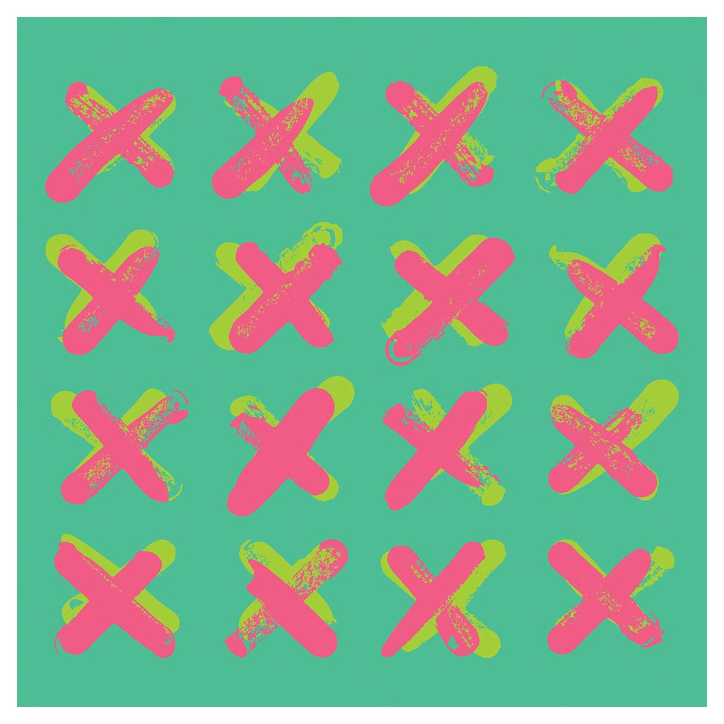 KIDS PINK AND GREEN CROSS PATTERN CUSHION