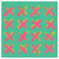 KIDS PINK AND GREEN CROSS PATTERN CUSHION