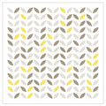 KIDS GREY AND YELLOW GEO LEAF PATTERN CUSHION
