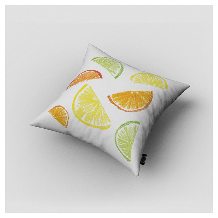 KIDS YELLOW FRUIT LEMONS AND ORANGES PATTERN CUSHION