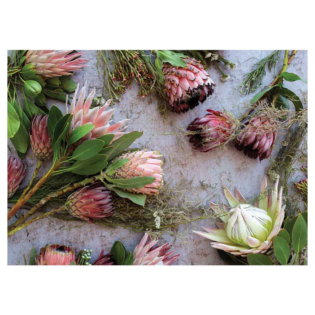 FLORAL PINK MIXED KING PROTEAS TABLECLOTH