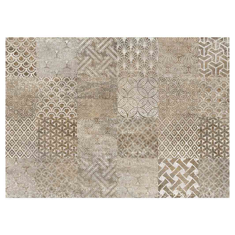 PATTERN BROWN MODERN TILE NATURAL TABLECLOTH