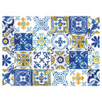 PATTERN BLUE AND YELLOW WATERCOLOUR LISBON TILE TABLECLOTH