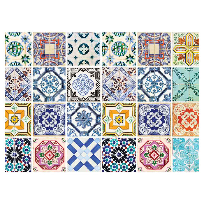 PATTERN BLUE COLOURFUL TILE TABLECLOTH