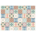 PATTERN TEAL AND ORANGE TILE TABLECLOTH