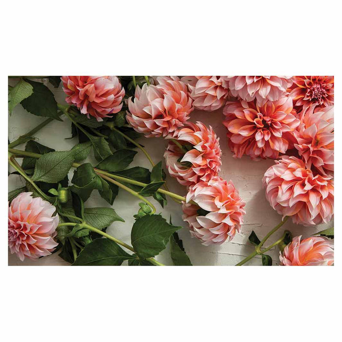 FLORAL ORANGE SCATTERED DAHLIAS WITH LEAVES TABLECLOTH
