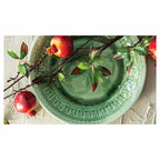 NATURAL RED POMEGRANATES ON GREEN PLATE TABLECLOTH
